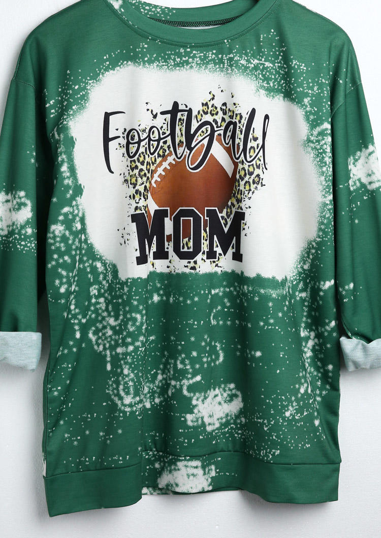

Mom Football Leopard Bleached Sweatshirt - Green, 516173