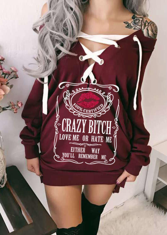 

Crazy B!tch Love Me Or Hate Me Lips Mini Dress - Burgundy, 517099