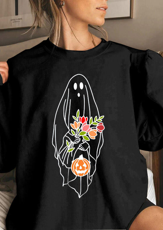 

Pumpkin Ghost Floral Sweatshirt - Black, 517125
