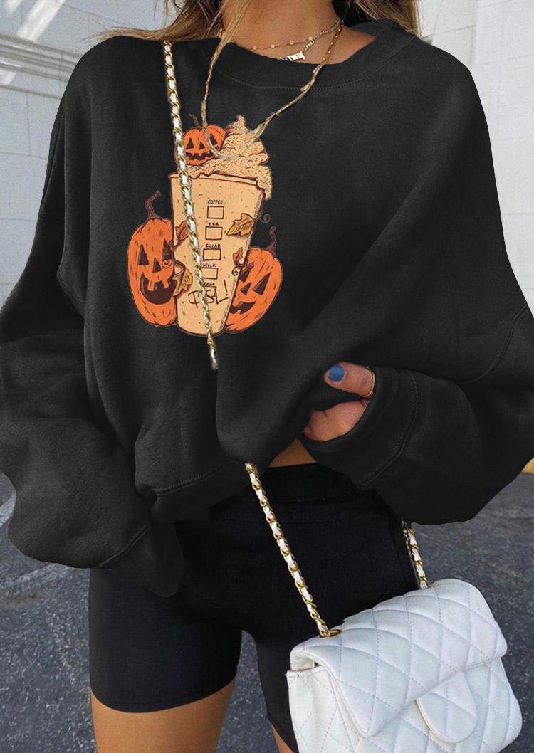 

Pumpkin Face Pullover Sweatshirt - Black, 517130