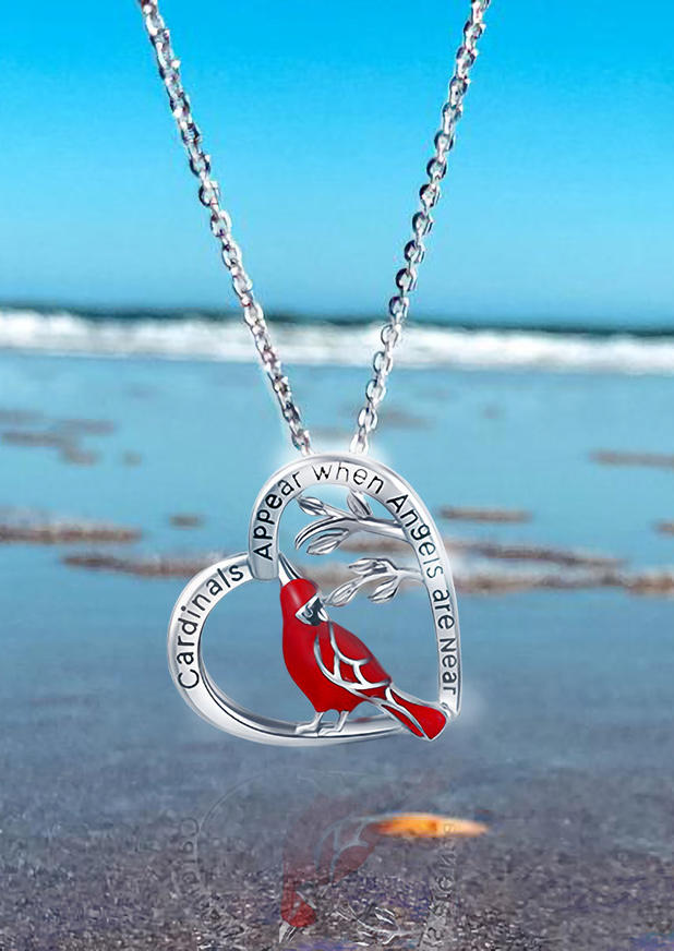 

Cardinals Appear When Angels Are Near Heart Necklace, Silver, 517183