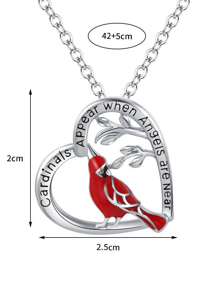 Cardinals Appear When Angels Are Near Heart Necklace
