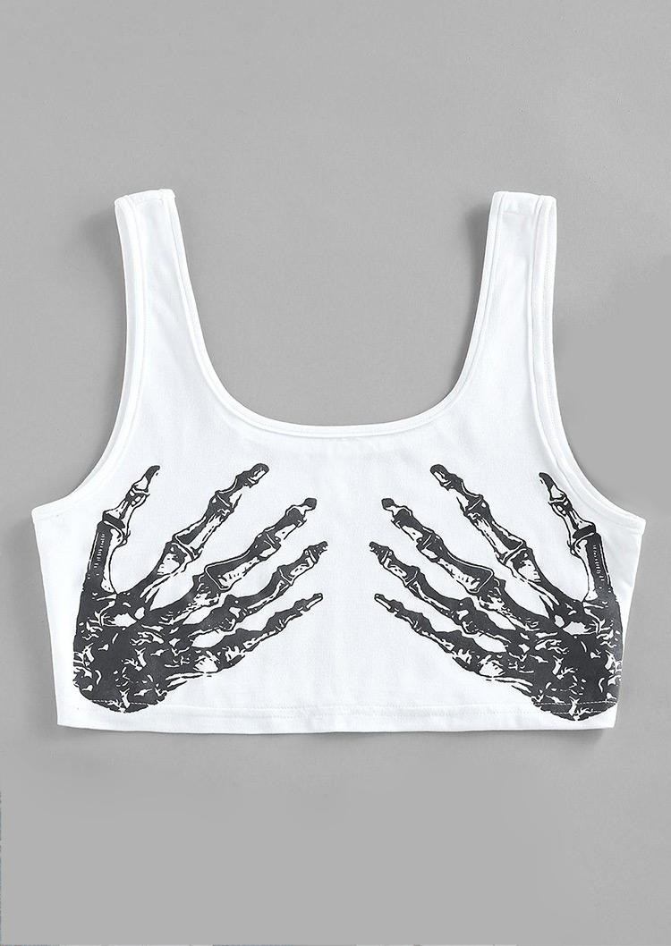 

Halloween Skeleton Hand Crop Tank Top - White, 517245