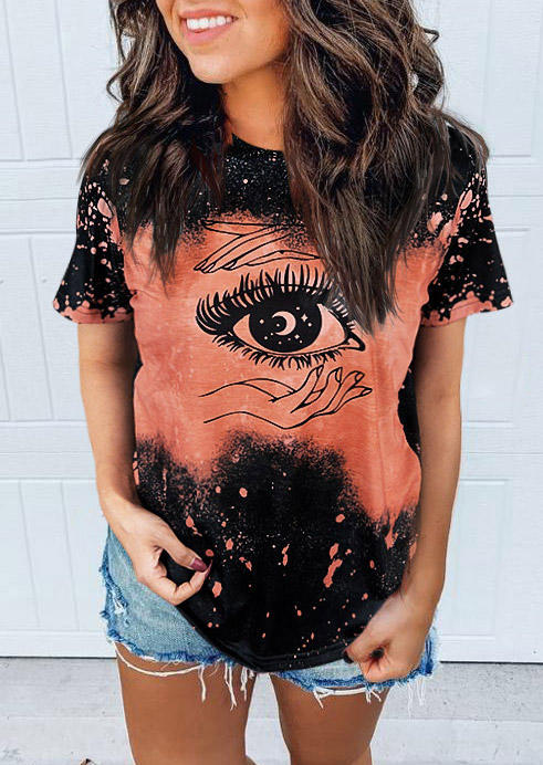 

Eye Hand Moon Bleached T-Shirt Tee, Multicolor, 516713