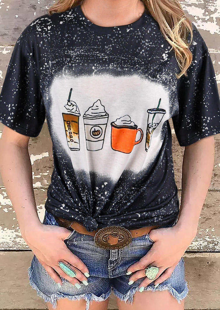 

Drink Pumpkin Bleached T-Shirt Tee - Dark Grey, 516796