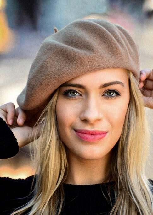 

Vintage Slouchy Beret Hat, Darkapricot, 517145
