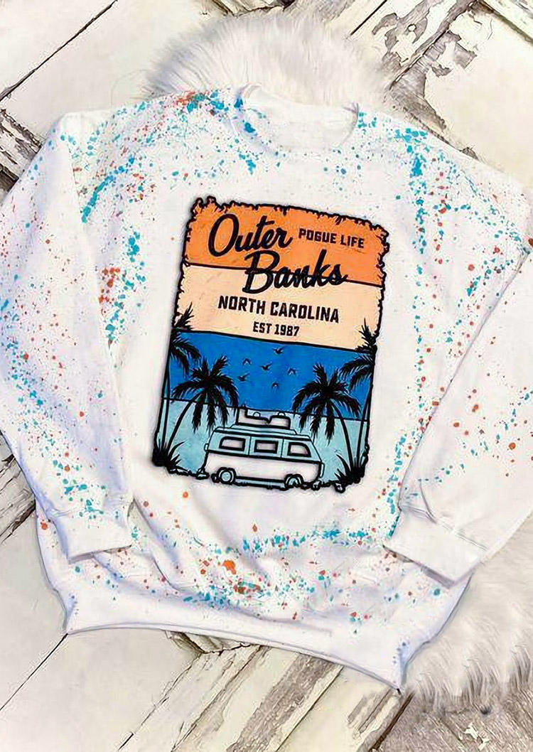 Outer Banks North Carolina Bleached Sweatshirt - White