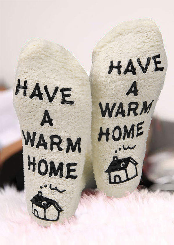 

Have A Warm Home Slogan Casual Socks, Pattern1;pattern2, 517180