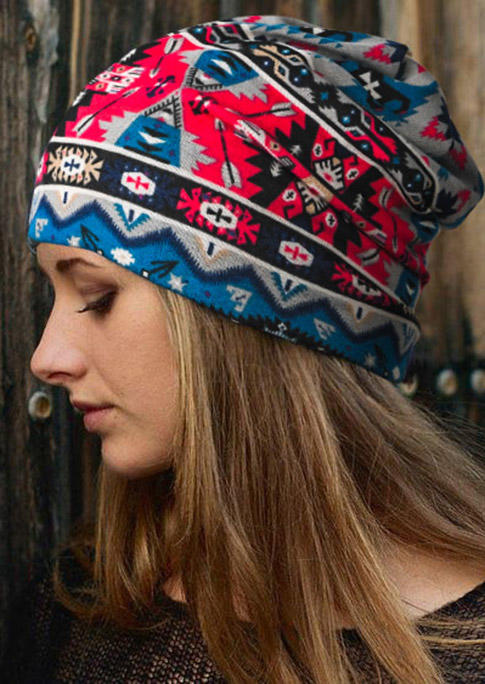 

Bohemian Geometric Hollow Out Bonnet Beanie Hat, Multicolor, 517260