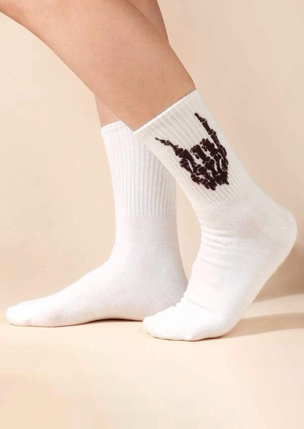 

Halloween Skeleton Hand Casual Socks, White, 517325