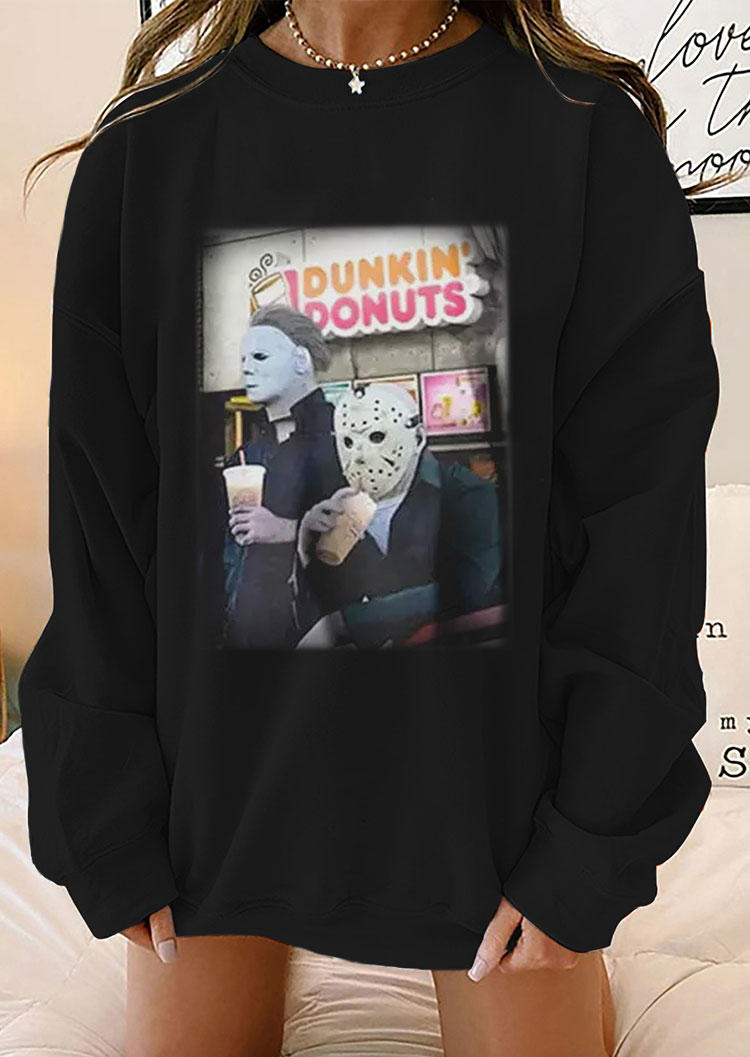 Horror Movie Character Sweatshirt - Black