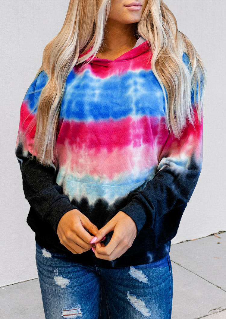 

Tie Dye Kangaroo Pocket Long Sleeve Hoodie, Multicolor, 515638