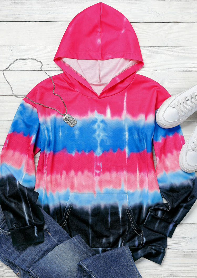 Buy Tie Dye Kangaroo Pocket Long Sleeve Hoodie. Picture