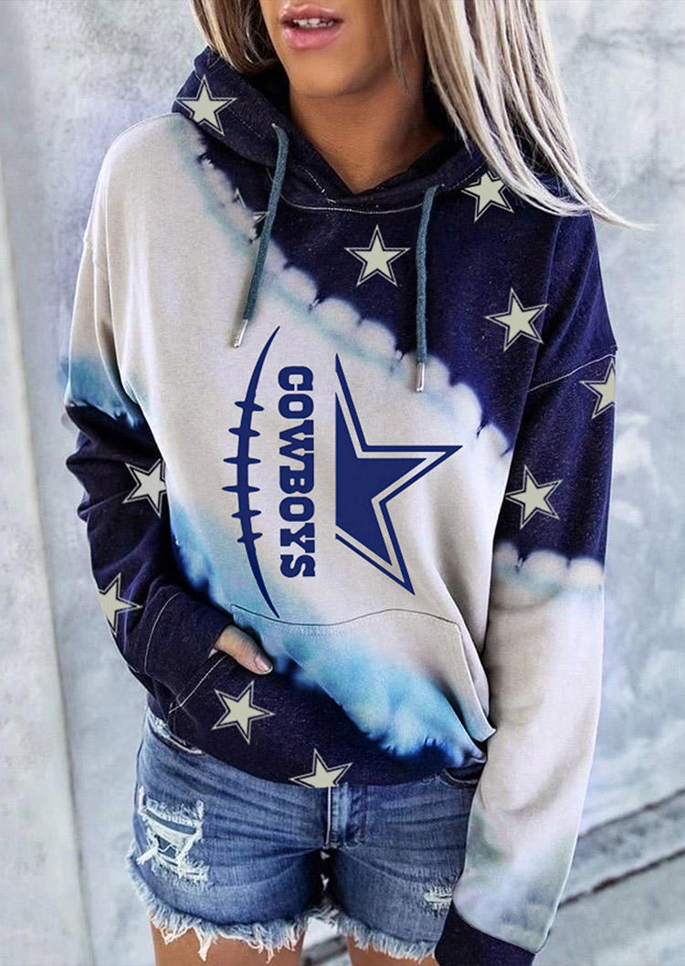 

Football Cowboys Star Gradient Drawstring Hoodie - Blue, 517105