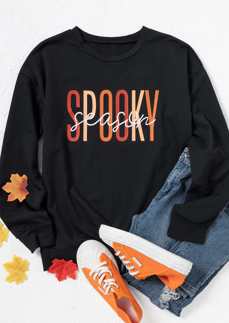 Halloween Spooky Season O-Neck Sweatshirt - Black