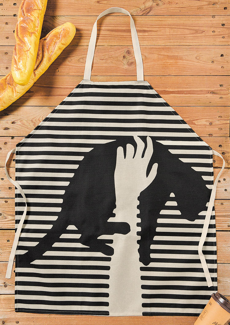 

Striped Cartoon Black Cat Apron, Pattern2, 517158