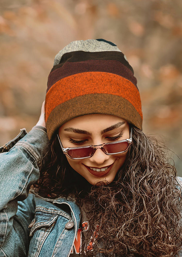 

Color Block Striped Bonnet Beanie Hat, Pattern2, 517421