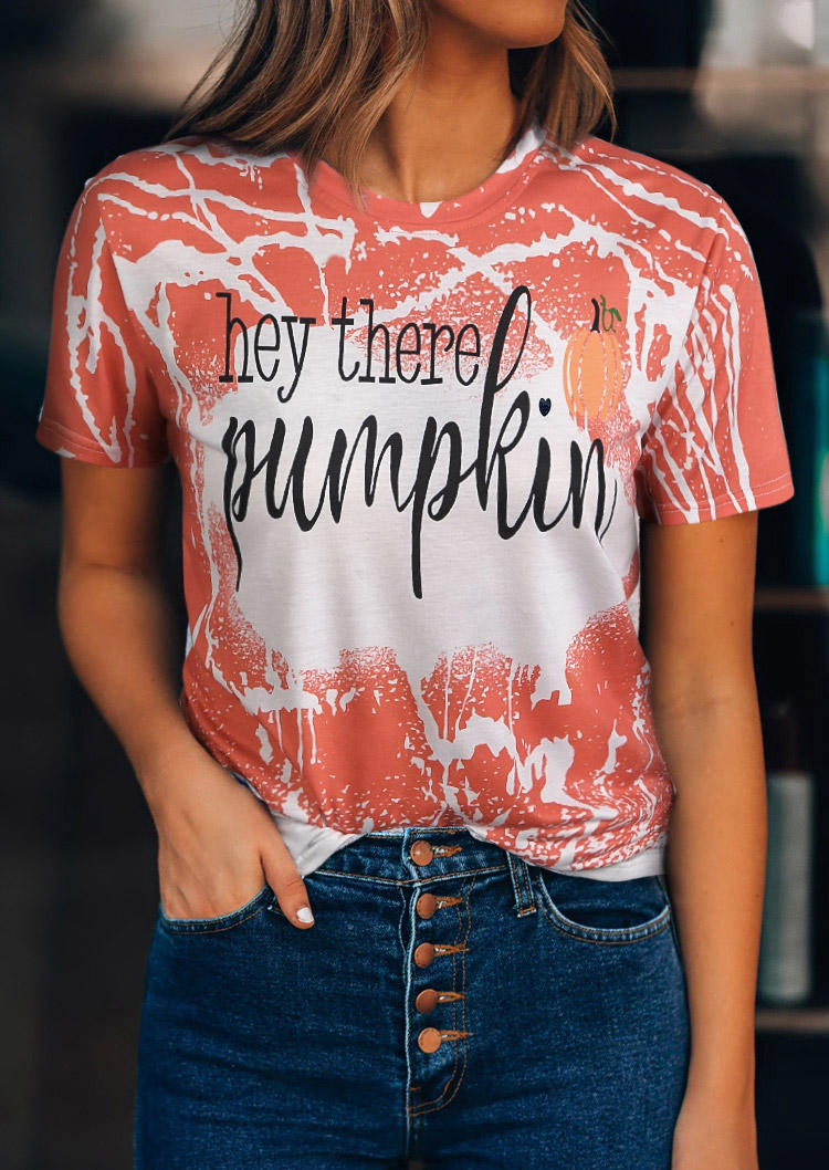 

Hey There Pumpkin Bleached T-Shirt Tee - Orange, 517305