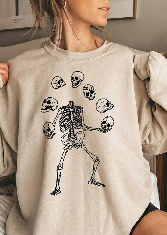 

Halloween Funny Skeleton Sweatshirt - Light Khaki, 517713