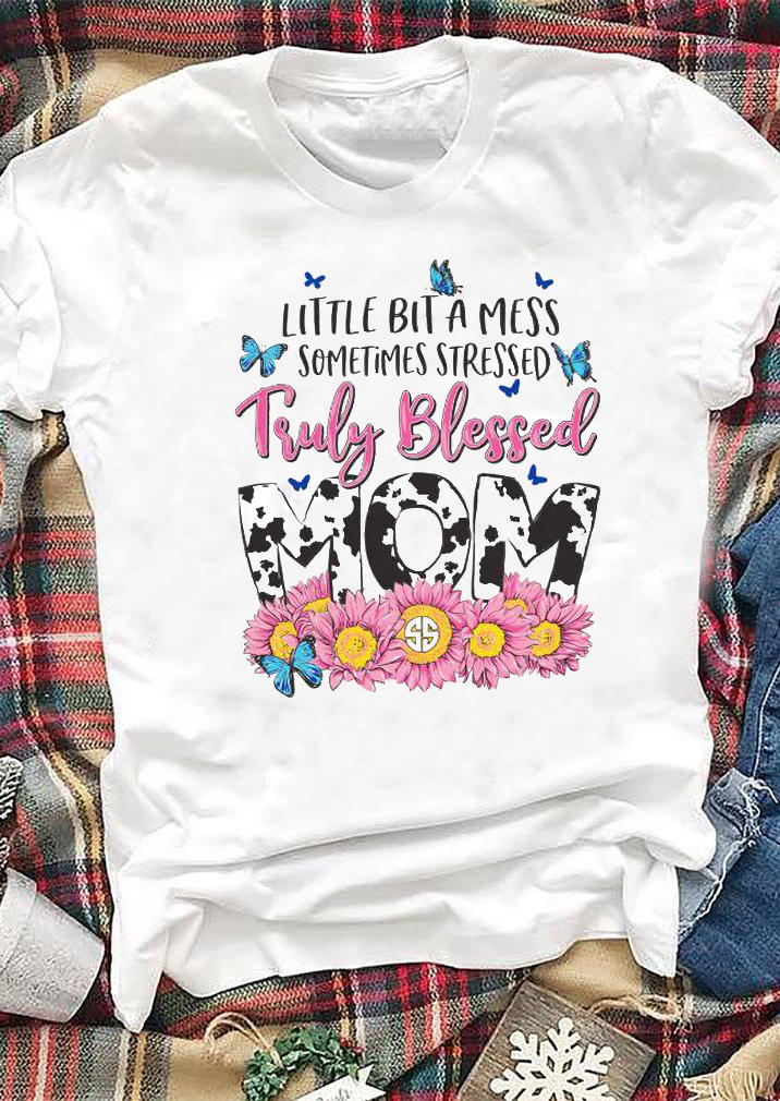 

Truly Blessed Mom Sunflower T-Shirt Tee - White, 517751