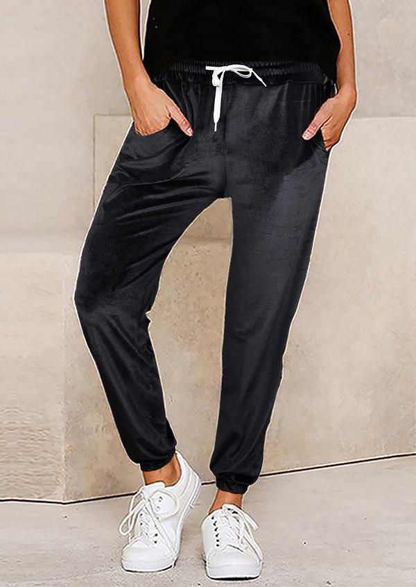 

Drawstring Elastic Waist Pants - Gray, 517044