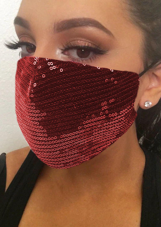 

Sequined Breathable Adjustable Mask, Red, 517787