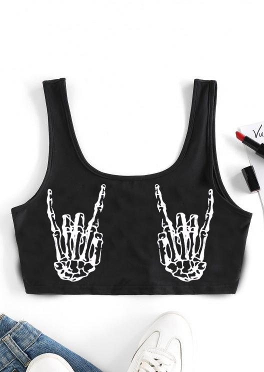 

Skeleton Hand Crop Tank Top - Black, 517836