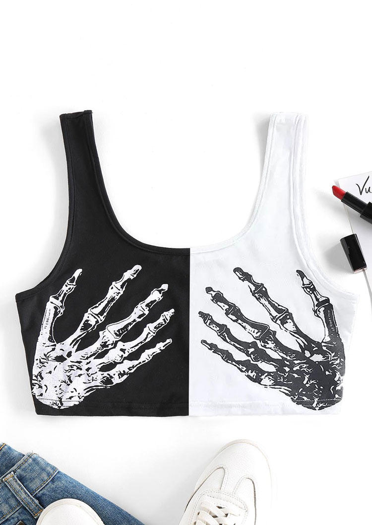 

Skeleton Color Block Crop Tank Top - Black, 517844
