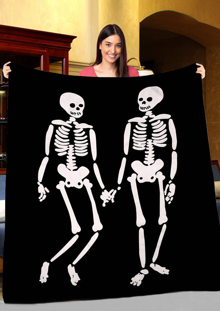 

Halloween Skeleton Flannel Soft Blanket, Black, 517863