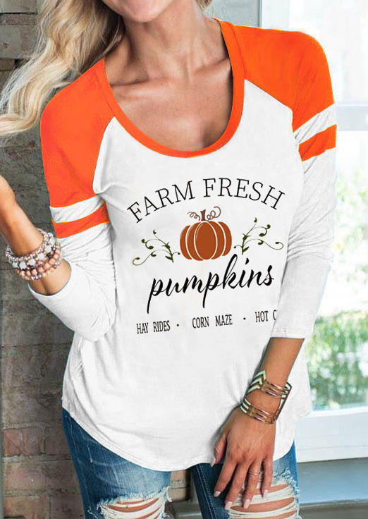 

Farm Fresh Pumpkins Long Sleeve T-Shirt Tee - White, 517877