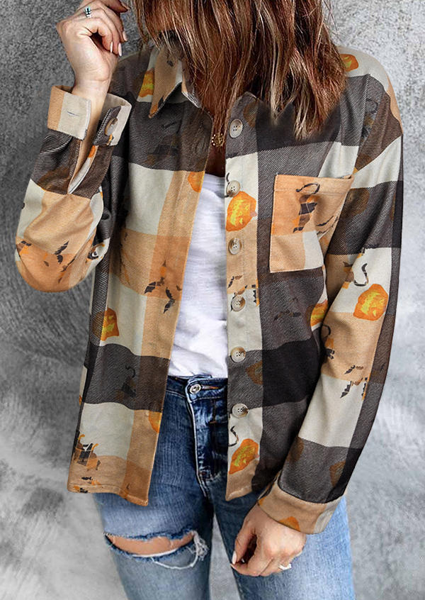 

Plaid Pumpkin Pocket Button Shirt, Multicolor, 517270