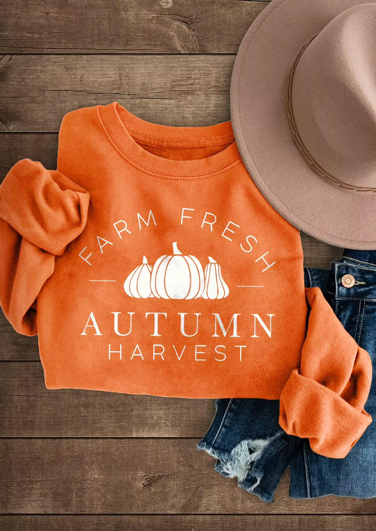 Buy Farm Fresh Autumn Harvest Pumpkin Sweatshirt - Orange. Picture