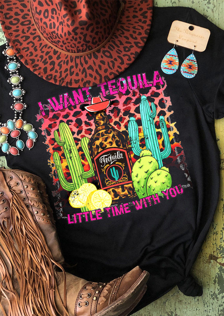 

Tequila Leopard Cactus T-Shirt Tee - Black, 517920