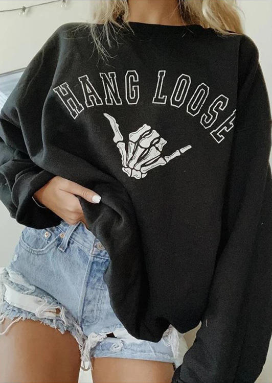 

Skeleton Hand Hang Loose Sweatshirt - Black, FZ005171