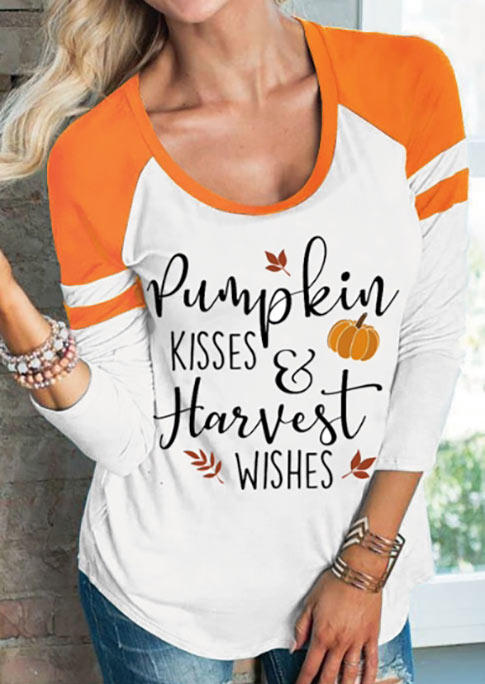 

Pumpkin Kisses Harvest Wishes T-Shirt Tee - White, 517986