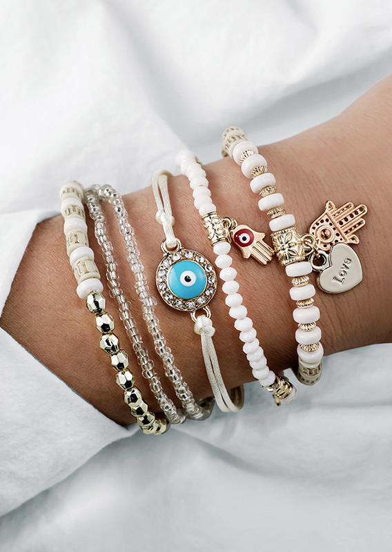 

6Pcs Bohemian Beading Love Eye Necklace, Multicolor, 518133
