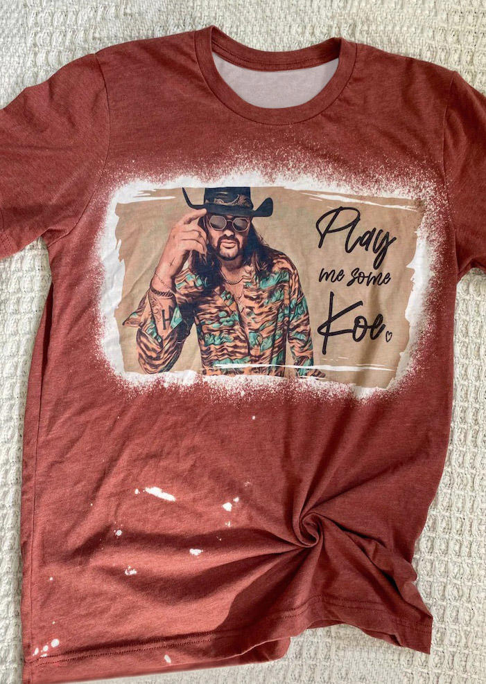 

Play Me Some Bleached T-Shirt Tee - Brick Red, 517731