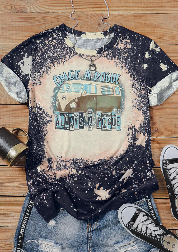 Buy Once A Pogue Bus Bleached T-Shirt Tee - Black. Picture