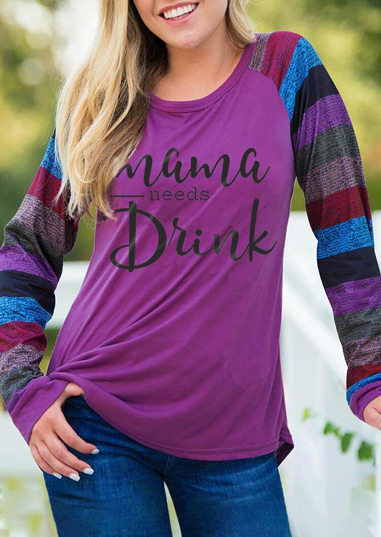 Mama Needs A Drink Color Block Blouse - Purple
