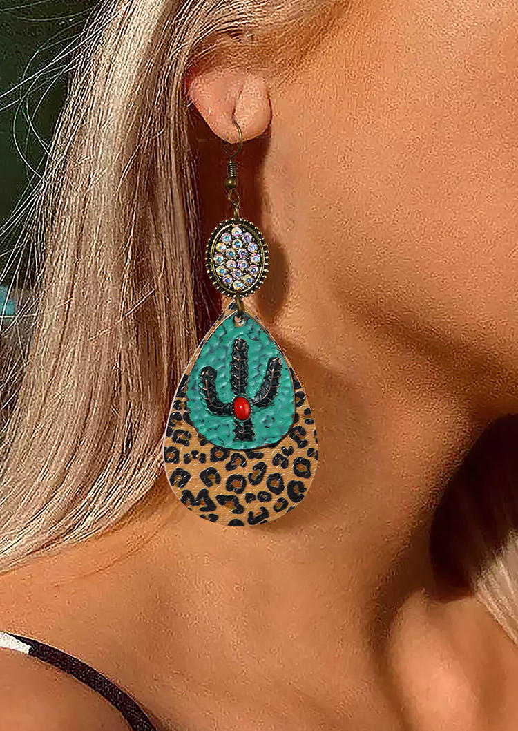 

Leopard Cactus Water Drop Earrings, Multicolor, 518172