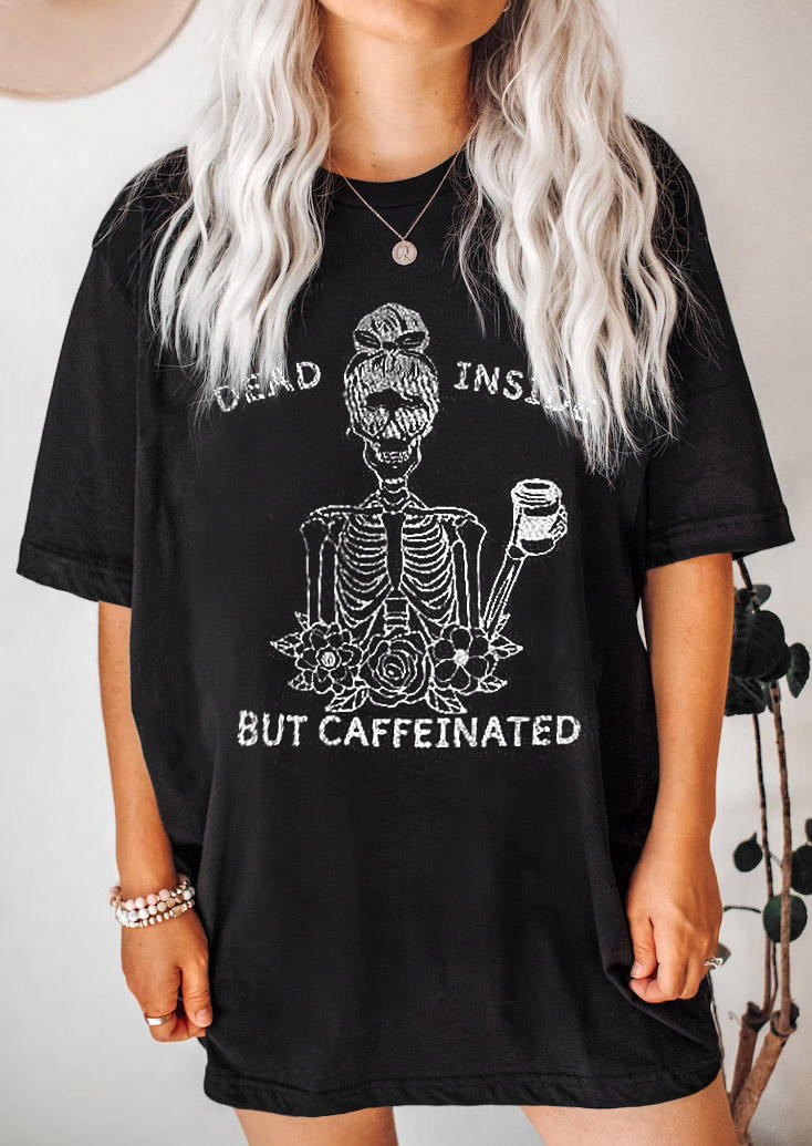 

Halloween Dead Inside Skeleton T-Shirt Tee - Black, 518366