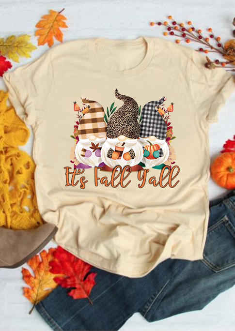 

It' Fall Y'all Gnomies Pumpkin T-Shirt Tee - Apricot, 516522