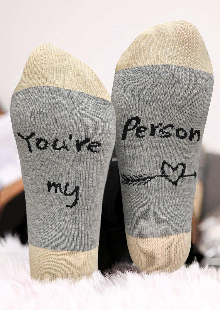 

You Are My Person Heart Color Block Socks, Black;light grey, 517962