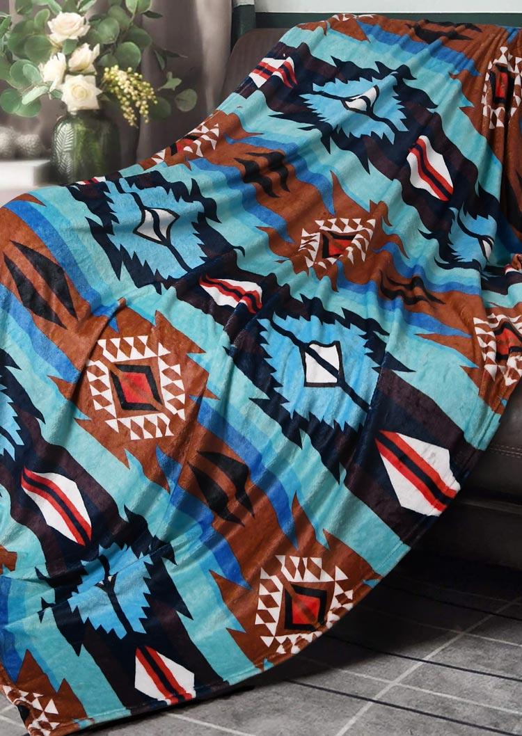 

Aztec Geometric Flannel Warm Western Blanket, Blue, 518009