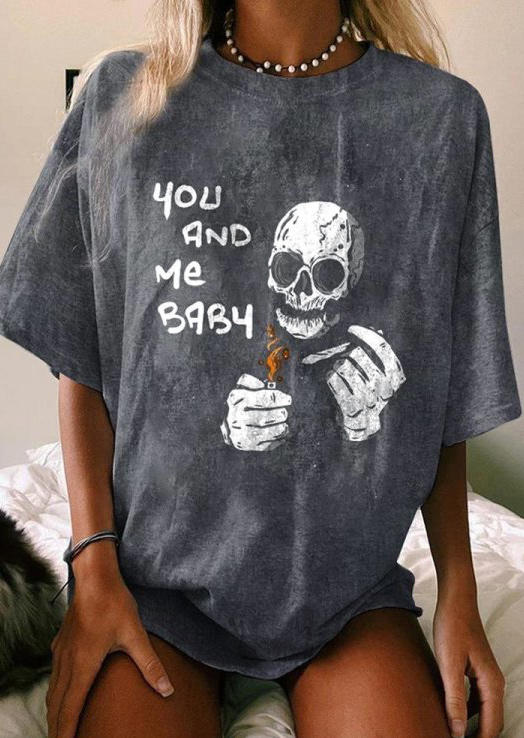 

Halloween You And Me Baby Skull T-Shirt Tee - Dark Grey, FZ005126