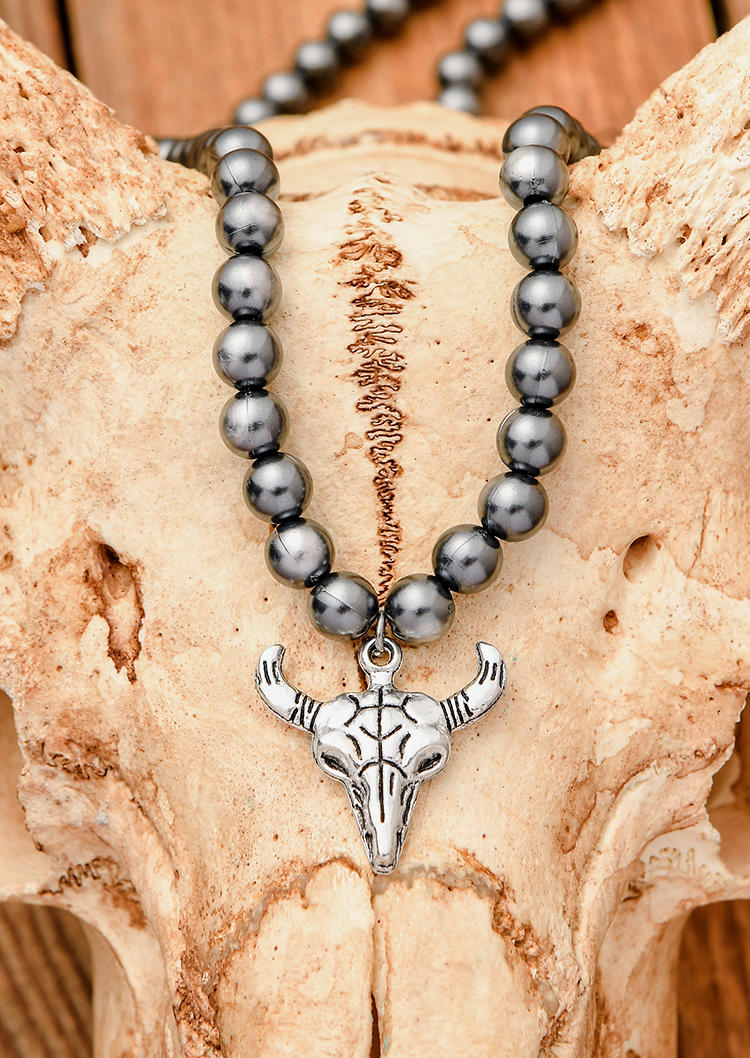 

Turquoise Cross Steer Skull Beading Necklace, Pattern1, 518197