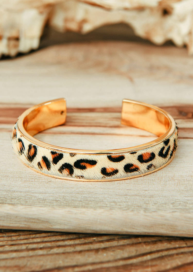

Western Leopard Cow Leather Open Bracelet, Pattern2, 518294