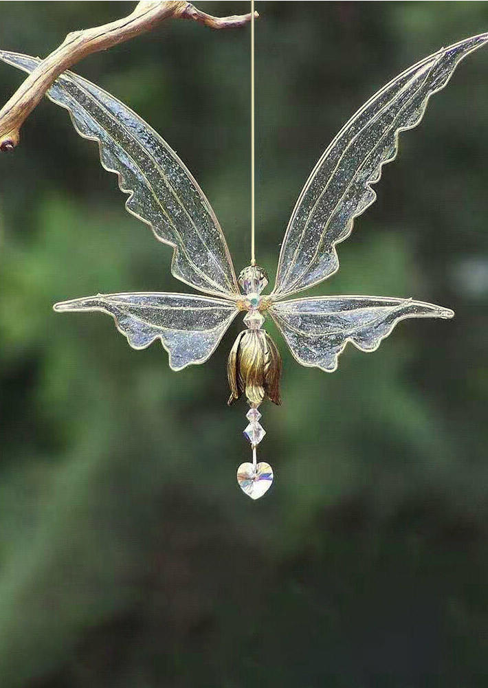 

Angel Butterfly Wings Resin Wind Chime Hanging Ornament, White;red, 518538