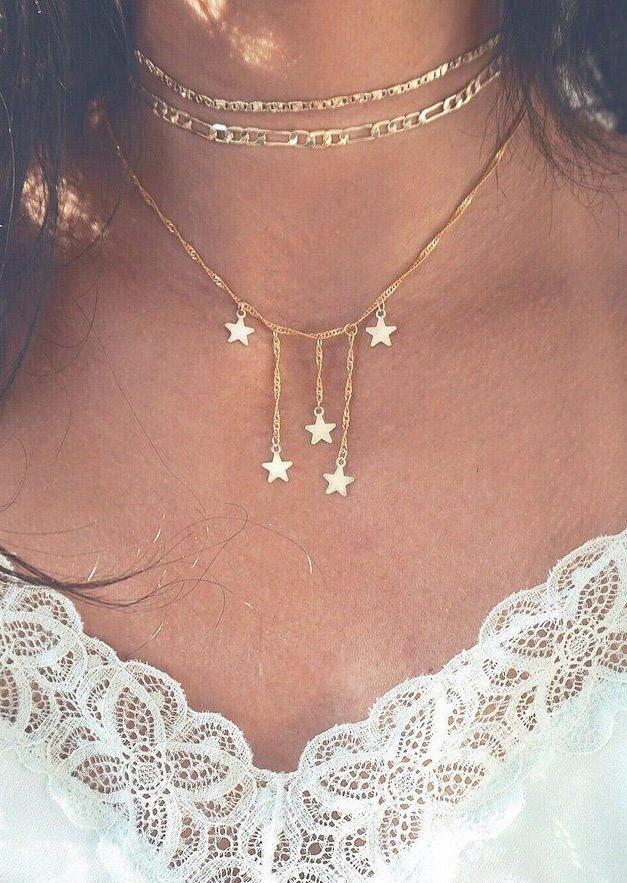 

Star Tassel Multi-Layered Pendant Necklace, Gold, 518566