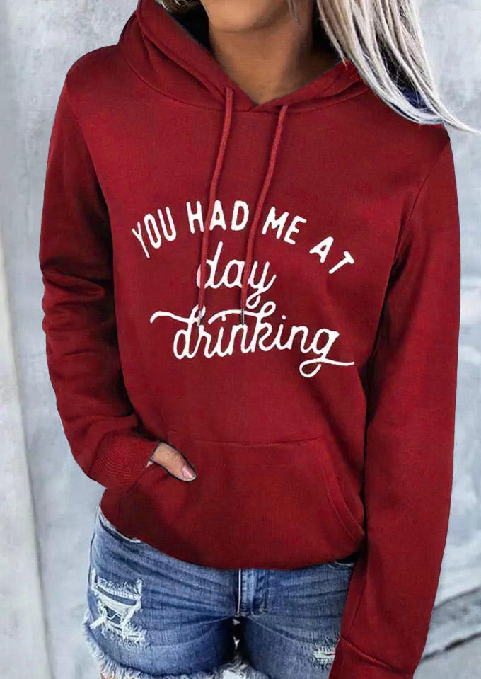 

You Had Me At Day Drinking Kangaroo Pocket Hoodie - Red, 518694
